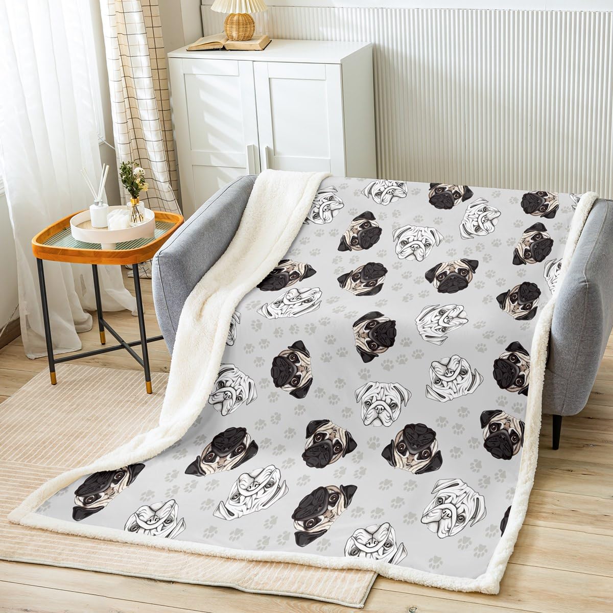feelingyou Manta de forro polar con diseño de conejo, color rosa y blanco, manta de cama de conejo kawaii para sofá o cama, manta de dibujos animados, suave, cálida y ligera para niños, adultos y