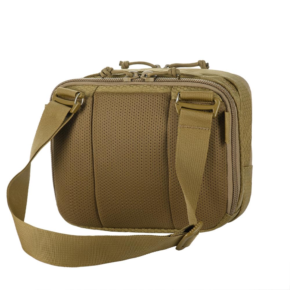 M-Tac EDC Elite HEX Bag - Cordura 500D taktyczna torba na ramię z systemem szybkiego dostępu do broni, organizerem EDC, etui na telefon komórkowy i panelem krosowym, może być noszona po obu stronach