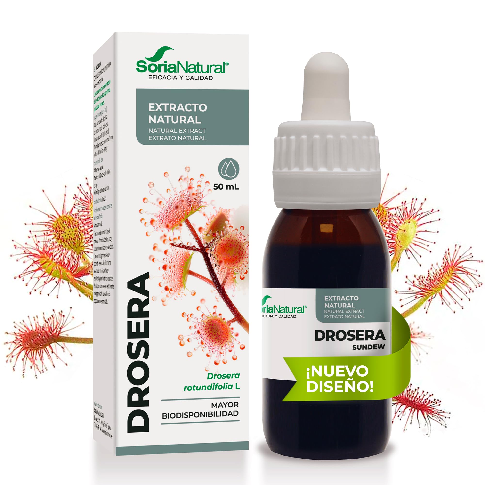 Soria Natural Drosera Extracto – Mucolítico y Antitusivo – Favorece la Acción Expectorante - 100% Puro - Botella de 50 ml