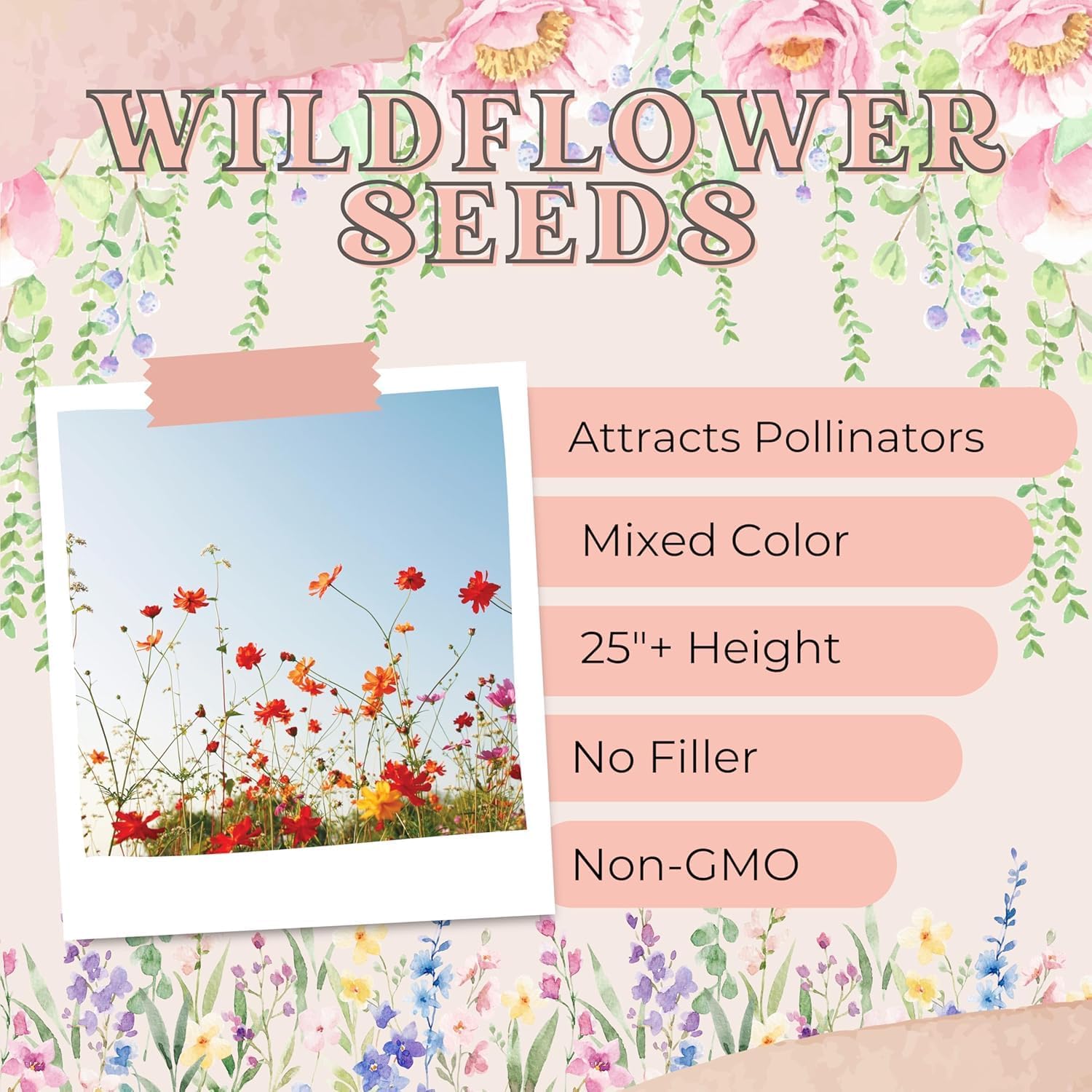Wildflower Seed Packets Thank You Bunches Party Favors (Pack of 30) Express Gratitude Prefilled with Wildflower Seed Mix, Great Addition or Alternative to Thank You Cards (Beige Cursive)
