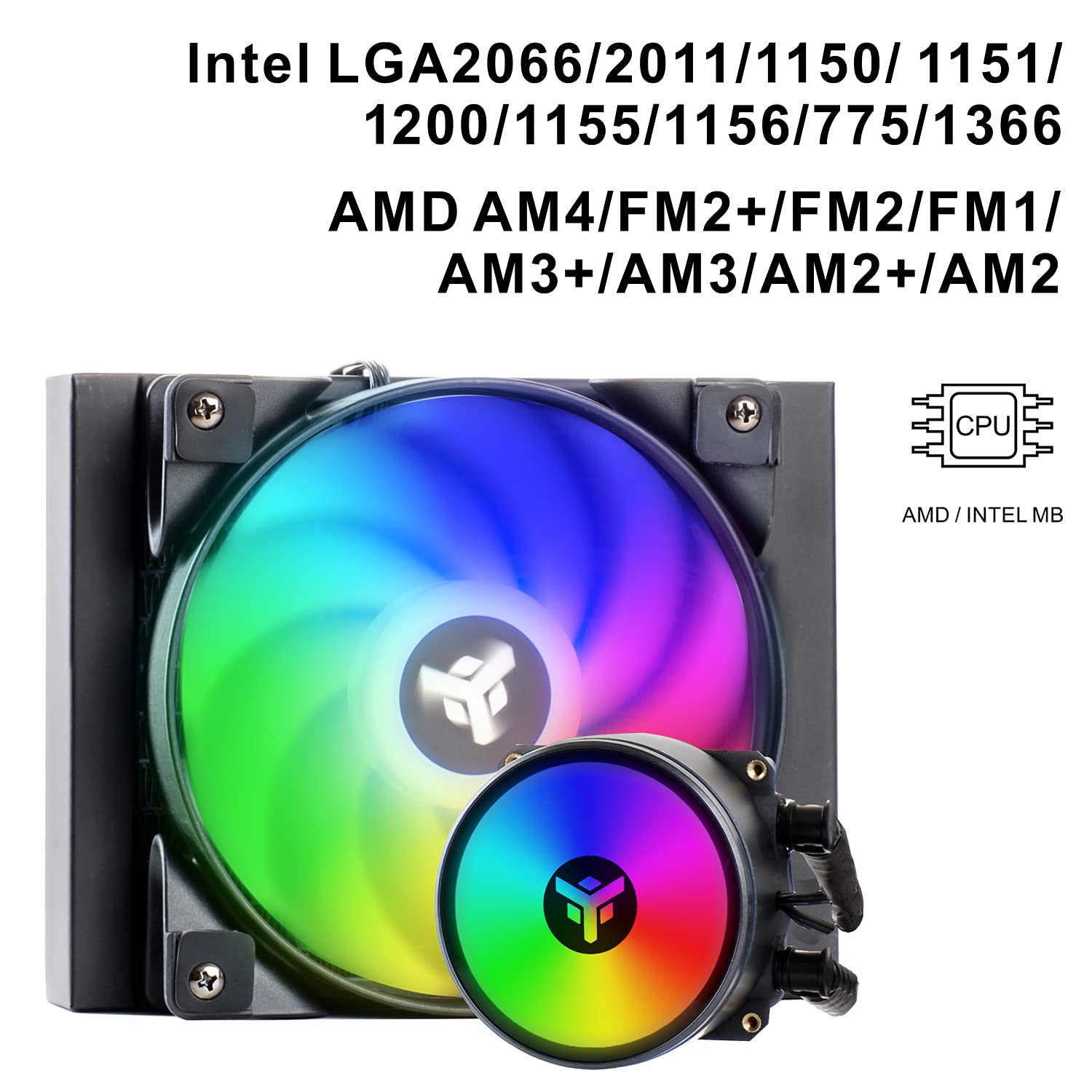 Inter-Tech Raffreddamento Liquido AIO 120mm - Ventola E Pompa Con Illuminazione ARGB - Supporta Intel E AMD, Fino A 200W