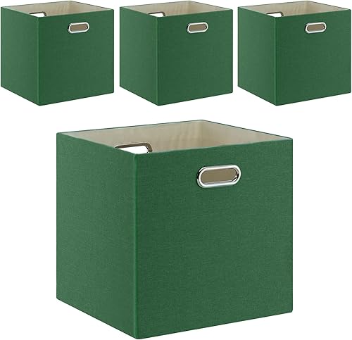 Fboxac Contenedores de almacenamiento plegables de 13 x 13 pulgadas con asas, juego de 4 cajones de gran capacidad para armario, estantería,