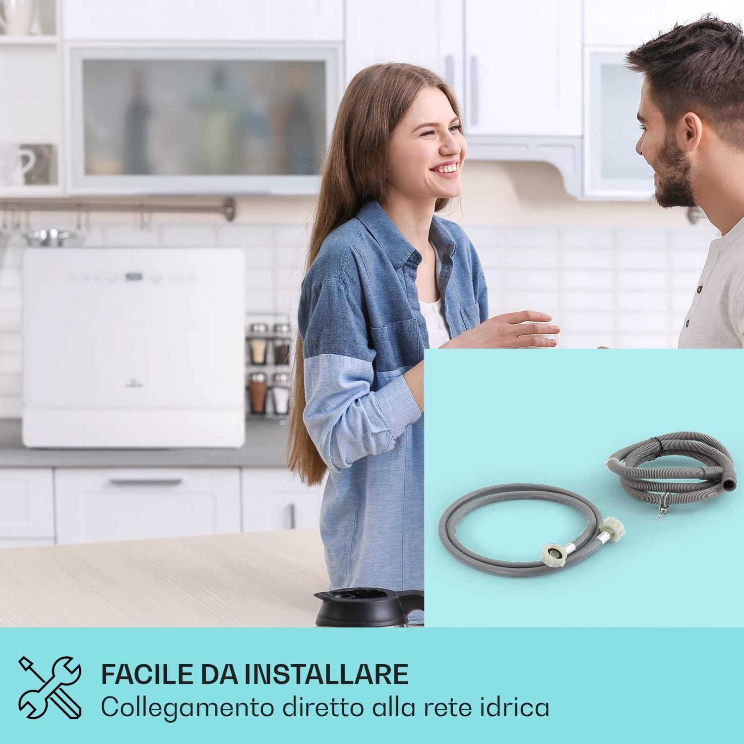 Klarstein Lavastoviglie 5 Coperti, Libera Installazione Silenziosa con 6 Programmi di Lavaggio, Piccola, Mini da Tavolo Compatta e Facile da Installare, Vetro, Bianco Klarstein Lavastoviglie 5 Coperti, Libera Installazione Silenziosa con 6 Programmi di Lavaggio, Piccola, Mini da Tavolo Compatta e Facile da Installare, Vetro, Bianco