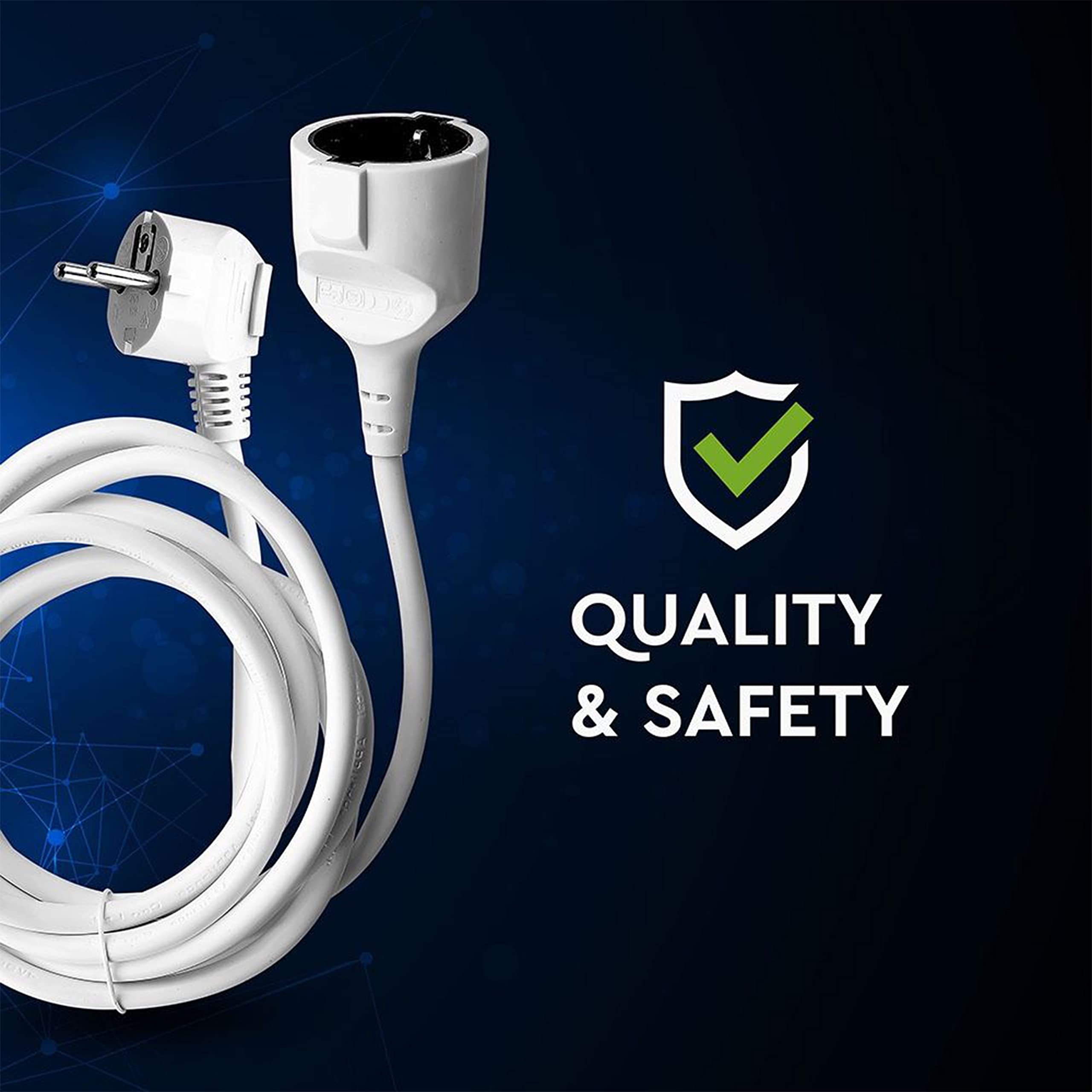 V-TAC Rallonge Électrique 5 MÈTRES - Prise Shuko - Prolongateur Électrique de Câble pour la Maison, Le Bureau, Le Magasin, Le Travail - Super résistante - Charge maximale 3680W