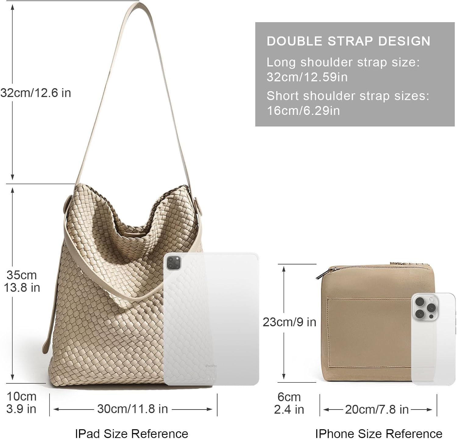 Large Woven Tote Bag Vegan Leather Shoulder Bag for Women Fashion Travel Shopper Bag Top Handle Handbag and Purse - Image 2