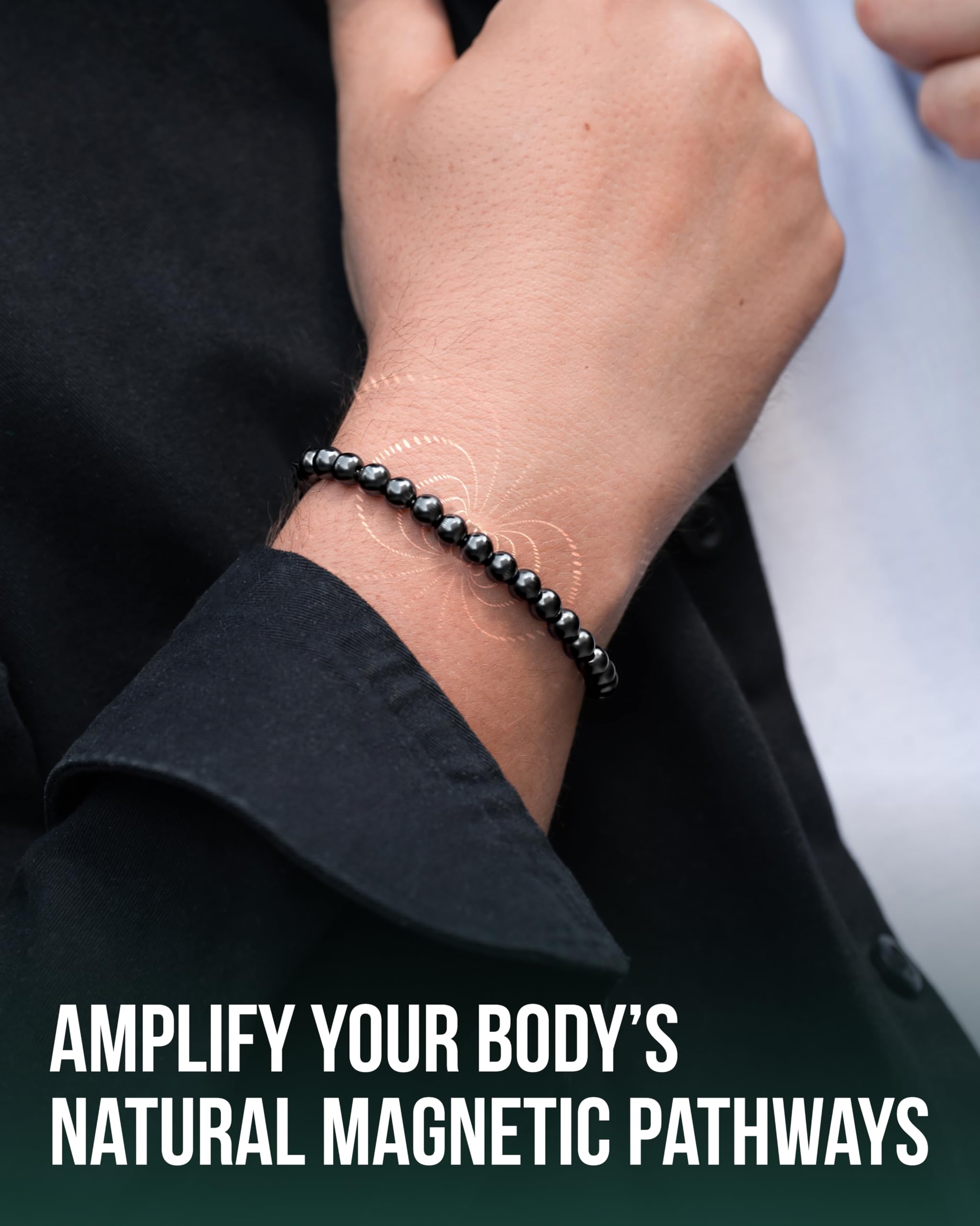 MagnetRX Bracelet Magnétique en Hématite, Force Maximale, Bracelet de Perles Magnétiques pour Homme et Femme, Style Classique Petit