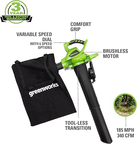 Miniatura 3 de Greenworks Cortacésped inalámbrico de 17 pulgadas y 40 V con batería de vacío de 40 V y 185 MPH de velocidad variable no incluida 24312