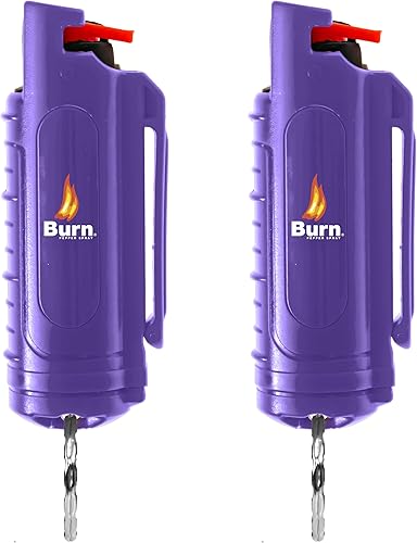 Burn Llavero de spray de pimienta para mujeres y hombres de autodefensa, fuerza máxima de 12 oz, estuche de clip para cinturón de seguridad