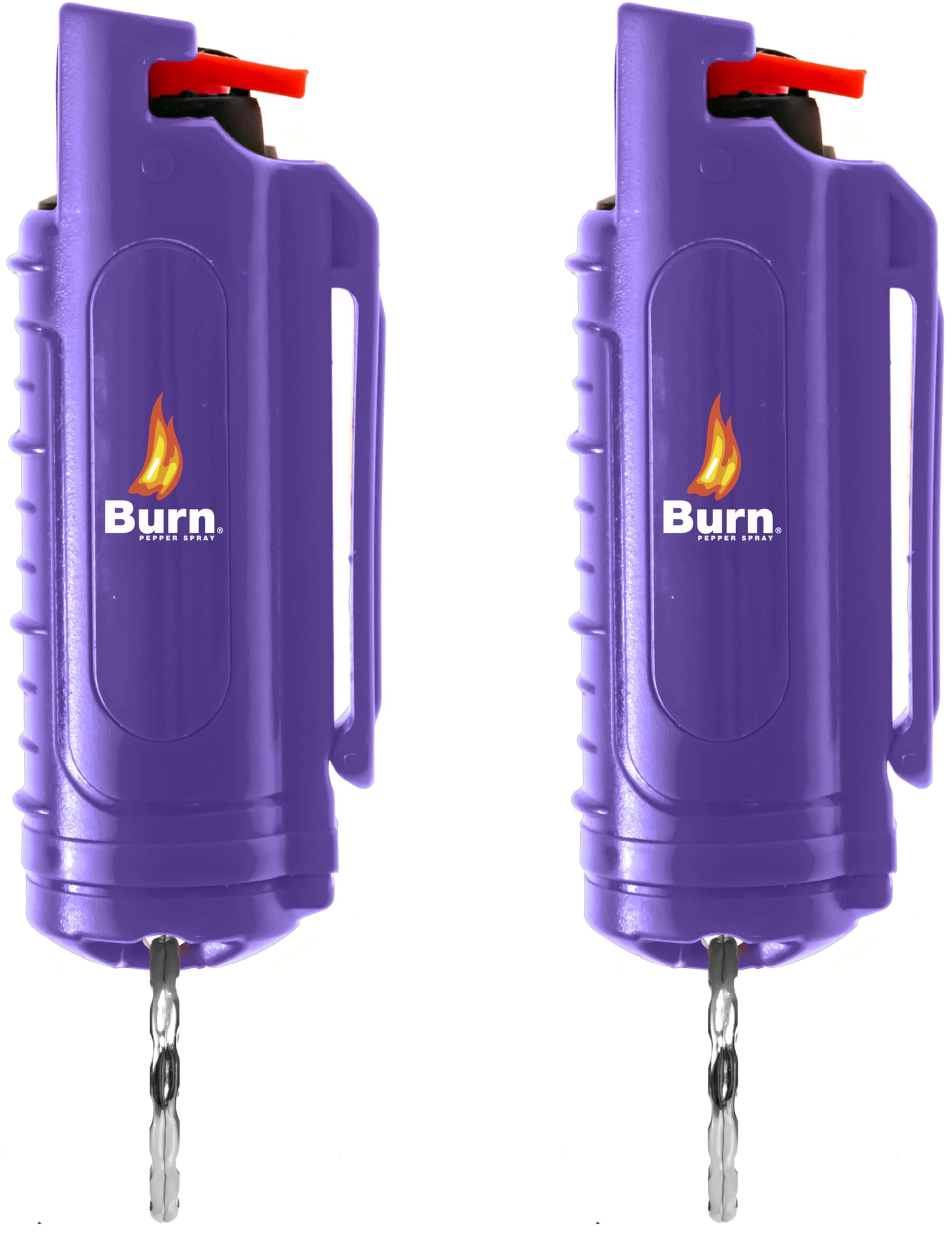 Burn Pepper Spray for Self Defense - 1/2oz Compact Pepper Spray for Women with Keychain, Maximum Strength, Police Grade with UV Dye, Ideal for Personal Safety, Joggers & Home Defense - Purple 2 Pack