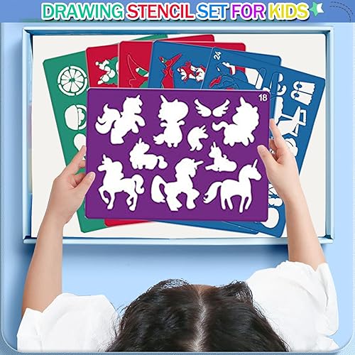 Miniatura 3 de Juego de 60 plantillas de dibujo para niños, plantillas de dibujo de plástico para manualidades, proyectos de arte escolares, plantilla de diario