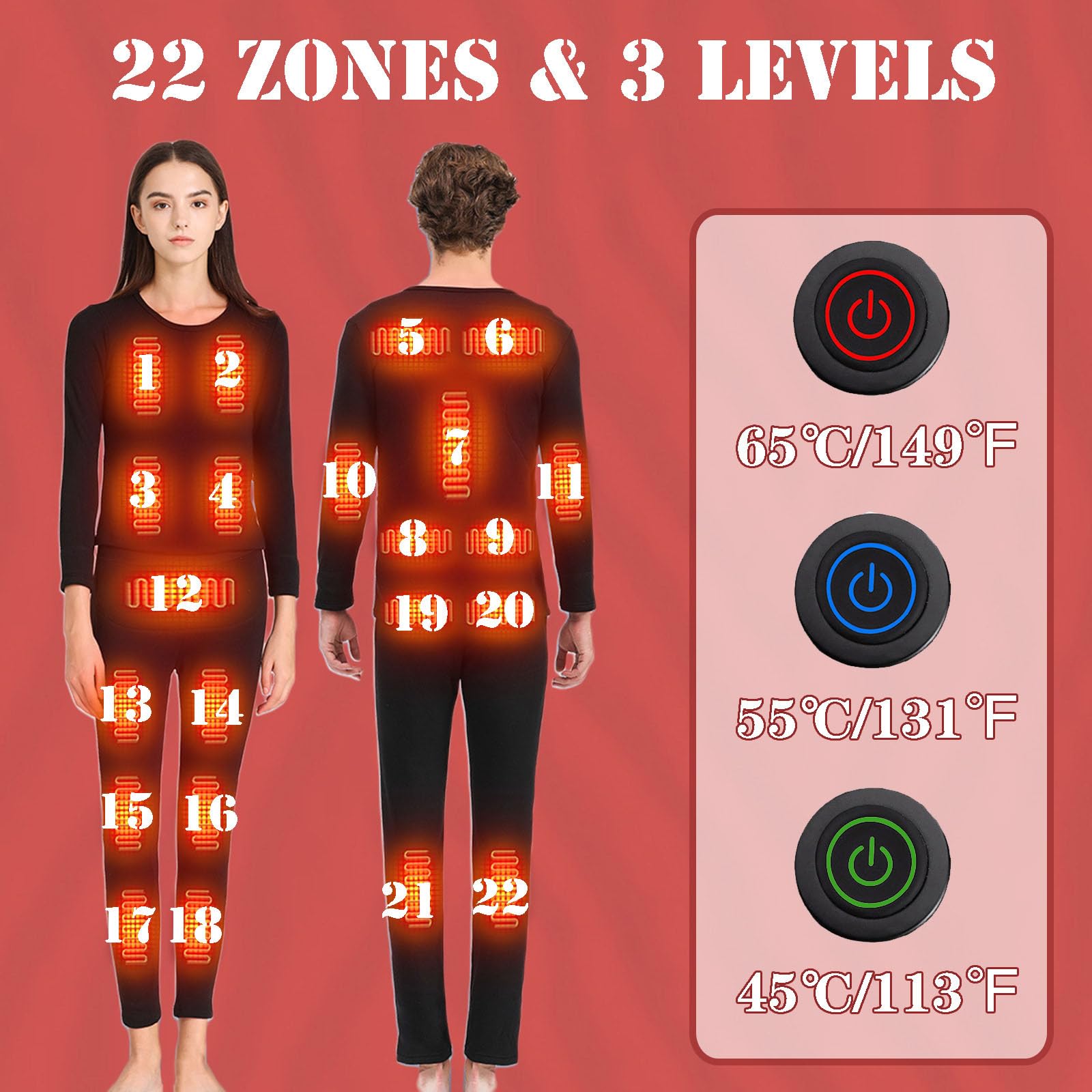 Beheiztes Unterwäsche-Thermo-Set Für Männer Und Frauen App-Gesteuert Wärmendes Thermo-Baselayer Für Kaltes Wetter