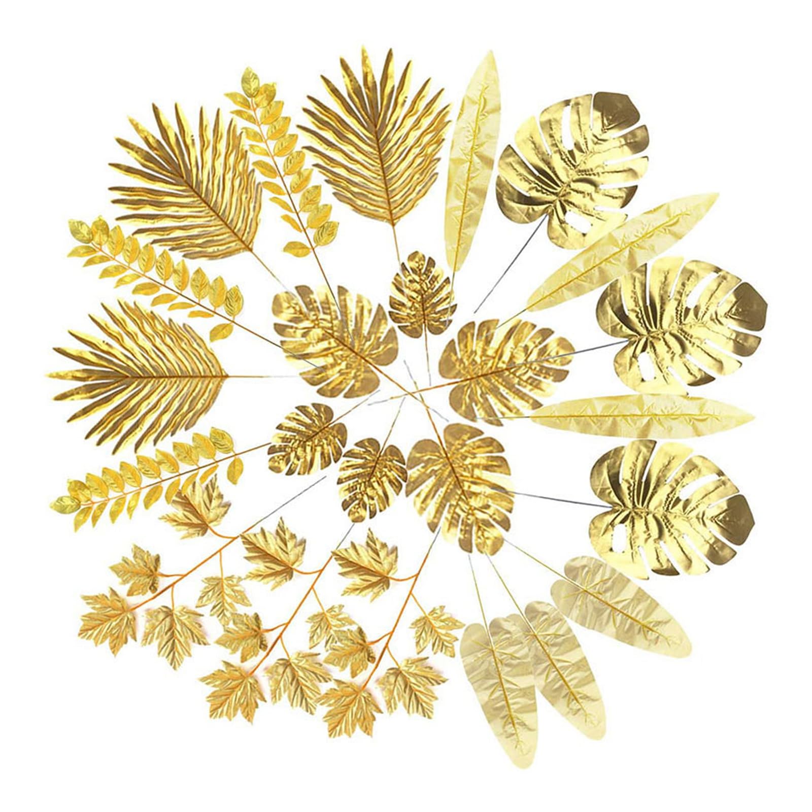 Tsophreniq Realistic Gold/Silver Artificial Leaves Decoration for Sophisticated Party Theme Scrapbooking and Flower Arrangements Decorative Leaves for Event