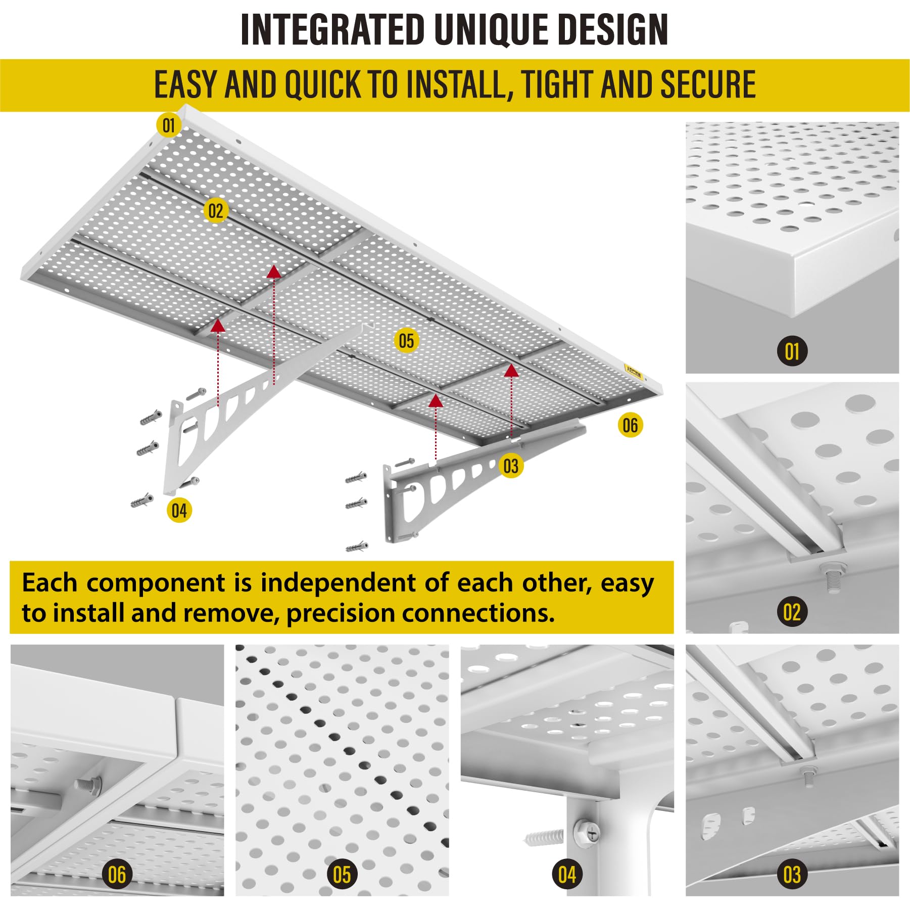 Aecxm Paquete de 4 estantes flotantes de pared de 1 x 4 pies, estantes de pared resistentes y resistentes para montar en la pared (blanco)