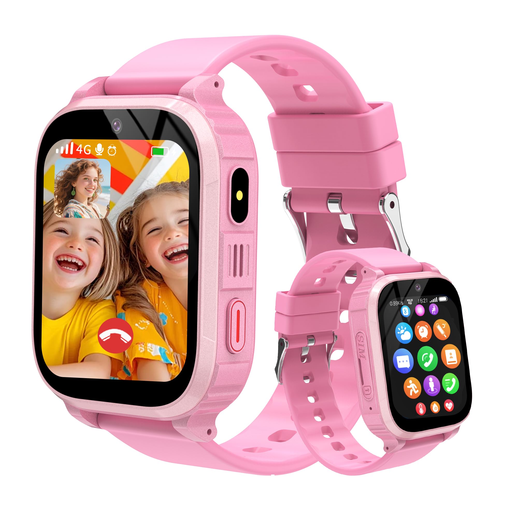 Reloj Inteligente Niño 4G, Smartwatch Niñas con GPS y Llamadas, Video/Voz Chat/WiFi SMS, Modo Escuela, Juegos, Despertador, Linterna, IP68, Pulsera Localizador Infantil Regalo de Cumpleaños y Navidad