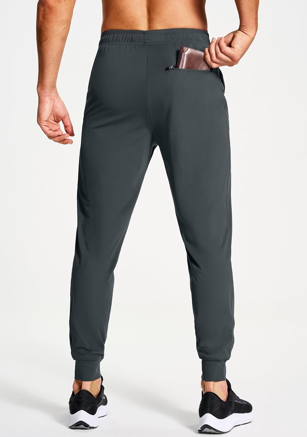 Men's Athletic Joggers Stretch Sweatpants with Zipper Pockets Running Workout Gym Track Golf Pants for Men Carbon Gray X-Large