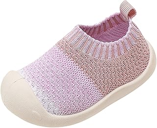 Zapatillas de aprendizaje unisex para niños, transpirables, antideslizantes, suaves, para gatear, para interiores, con huecos, diseño sencillo, para interiores