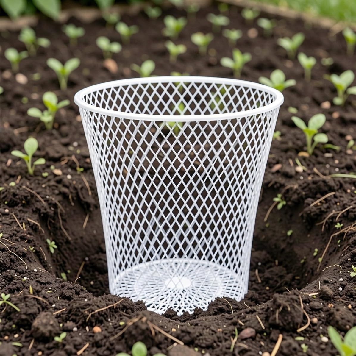 Compostador Subterráneo para Lombrices Ventilado de Metal Blanco