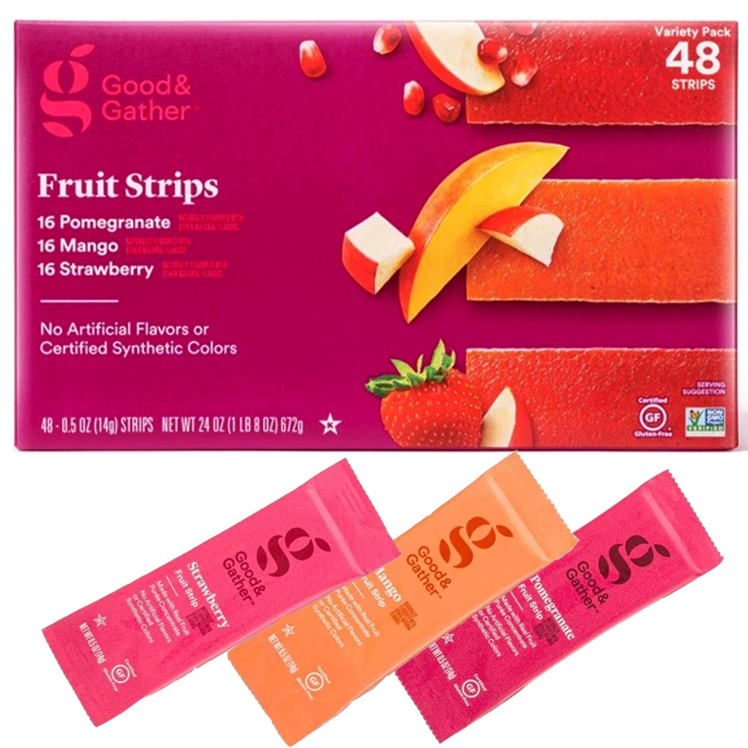 Buy Fruit Strips Pomegranate, Mango and Strawberry Fruit Leathers y