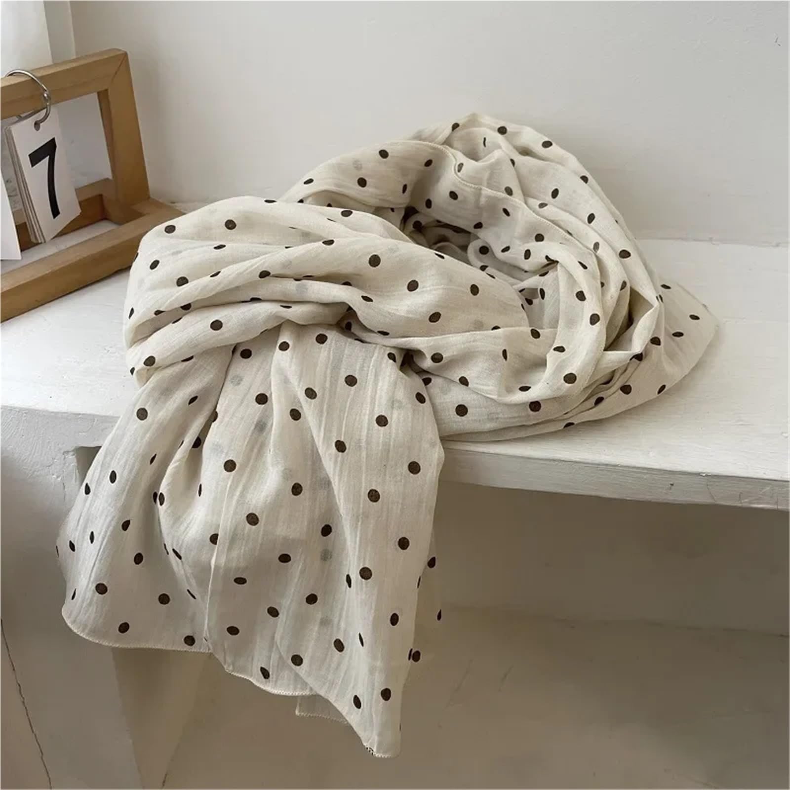 Pañuelo Mujer Bufanda de Lino y algodón con Lunares, Larga, cálida versátil, for otoño e Invierno, for Hombre Mujer(Khaki)