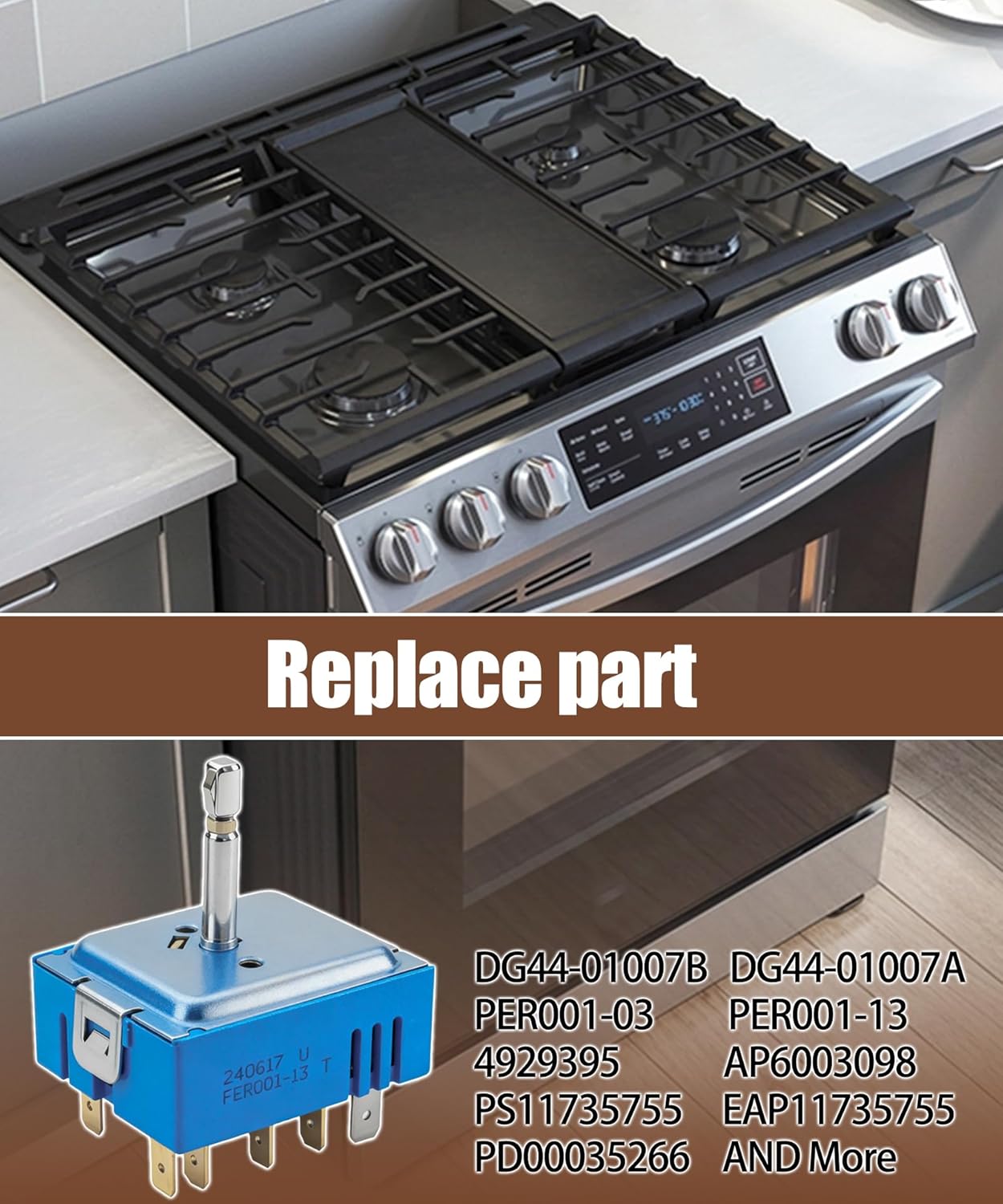 DG44-01007B Range Surface Element Control Switch Compatible with Samsung Range Replaces DG44-01007A PER001-03, PER001-13 T, 4929395, AP6003098, PS11735755, EAP11735755 ADN More