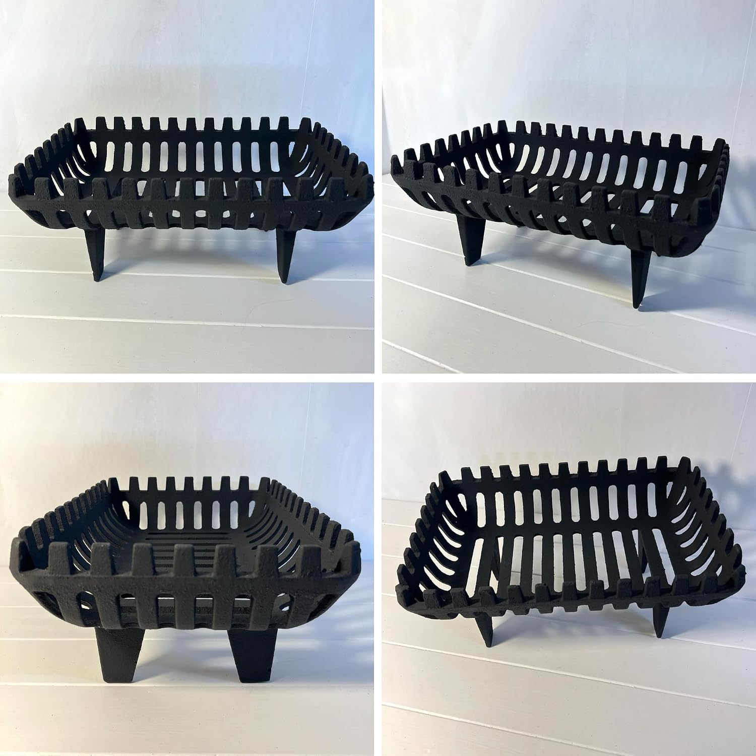 FREESTANDING 16 INCH CAST Iron FIRE Basket | Solid Fuel Wood Log Coal | for Open fireplaces | Large Cast Iron Sturdy Fireplace Accessory | Suitable for Indoor or Outdoor use