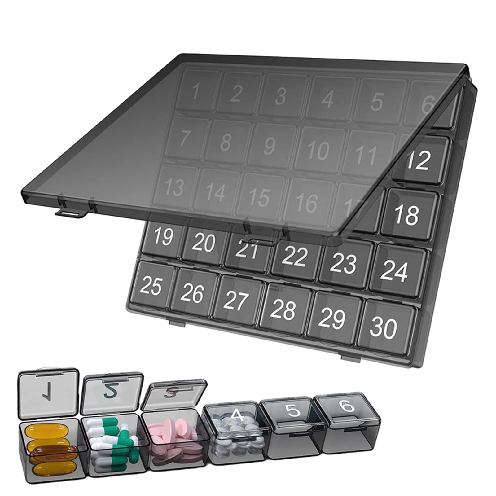 Organizador De Pastillas Mensual, 21.2x17.6x2.7cm Monthly Pill Organizer, Pastillero Diario, PP Organizador De Píldoras, Caja De Pastillas De 30 Días para, Medicine and Medication