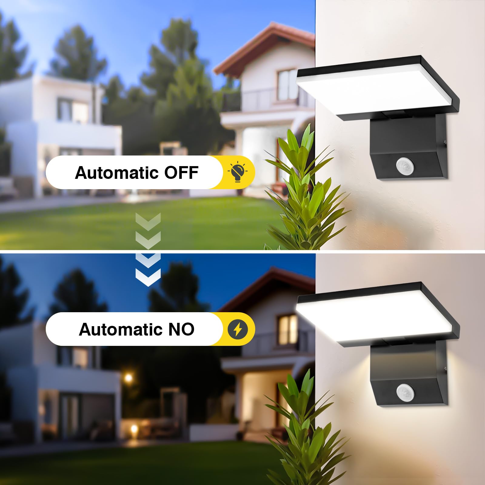 Applique a LED da esterno/interno 36W lampada da parete 3000K | con sensore di movimento luce calda pannello LED orientabile lampada da esterno per patio ingresso giardino balconi, 1pcs