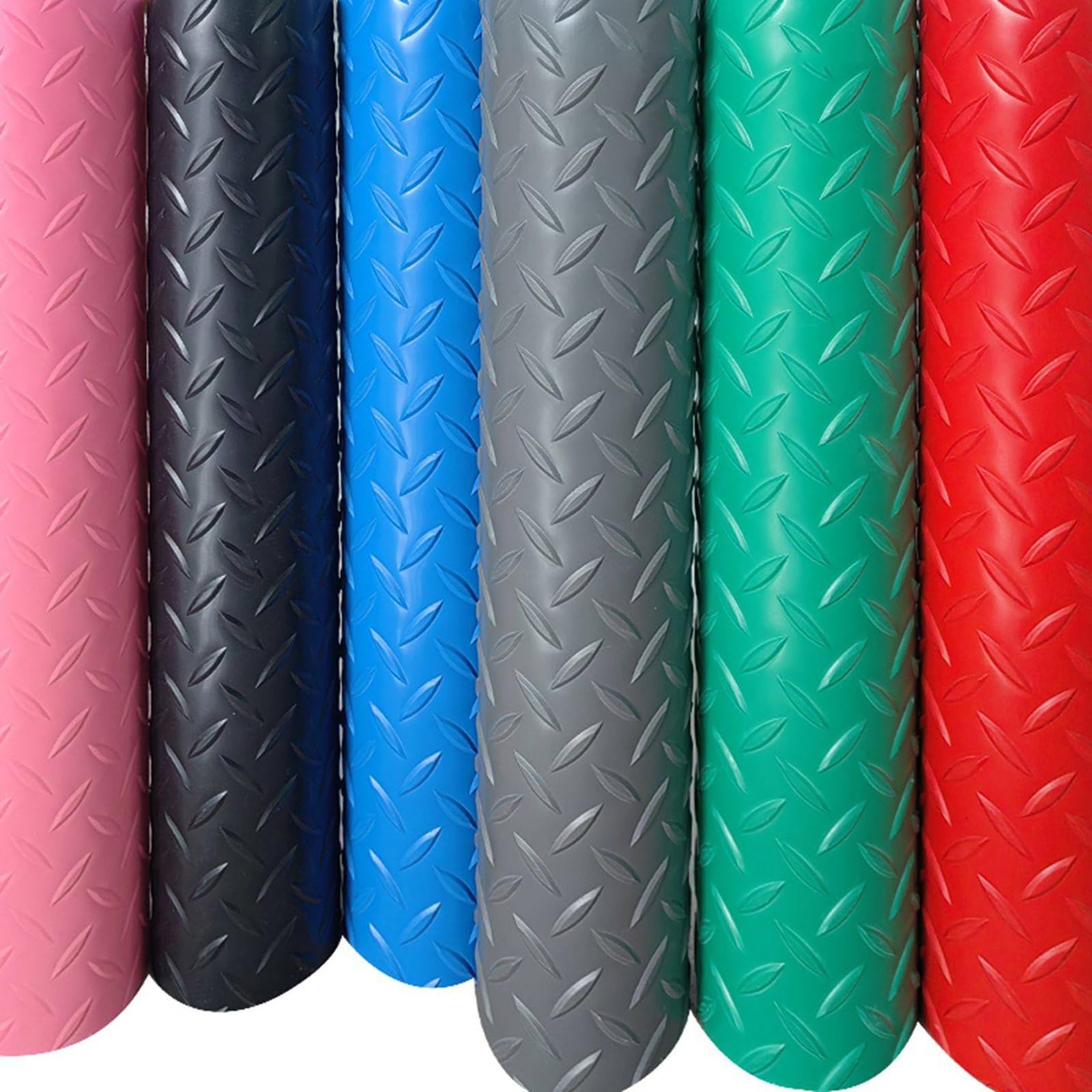Trabajo Pesado Tapicera de Suelo de Placa de Diamante 1,5 x 5 Metros Rollos de Suelo de Goma de PVC Resistentes al desgarro, para Zonas de Alto tráfico(Blue,1.2x2m/3.9x6.5ft)