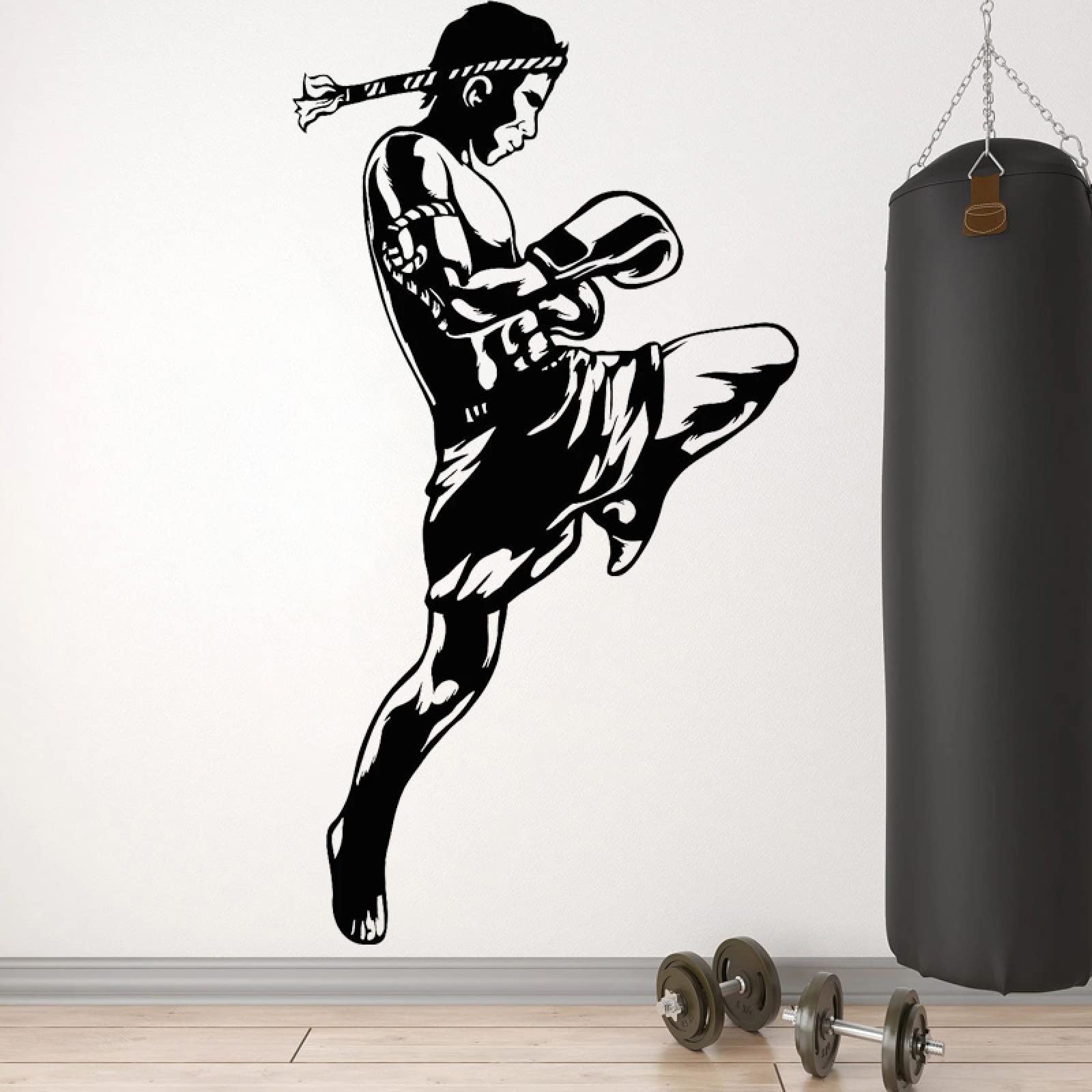 SDGBCXD Personalised wall stickers, Muay Thai Sticker Boxer Vinyl Wall Fighting Skills Decal Boy Room Decor Martial Arts Mural(50x70cm)