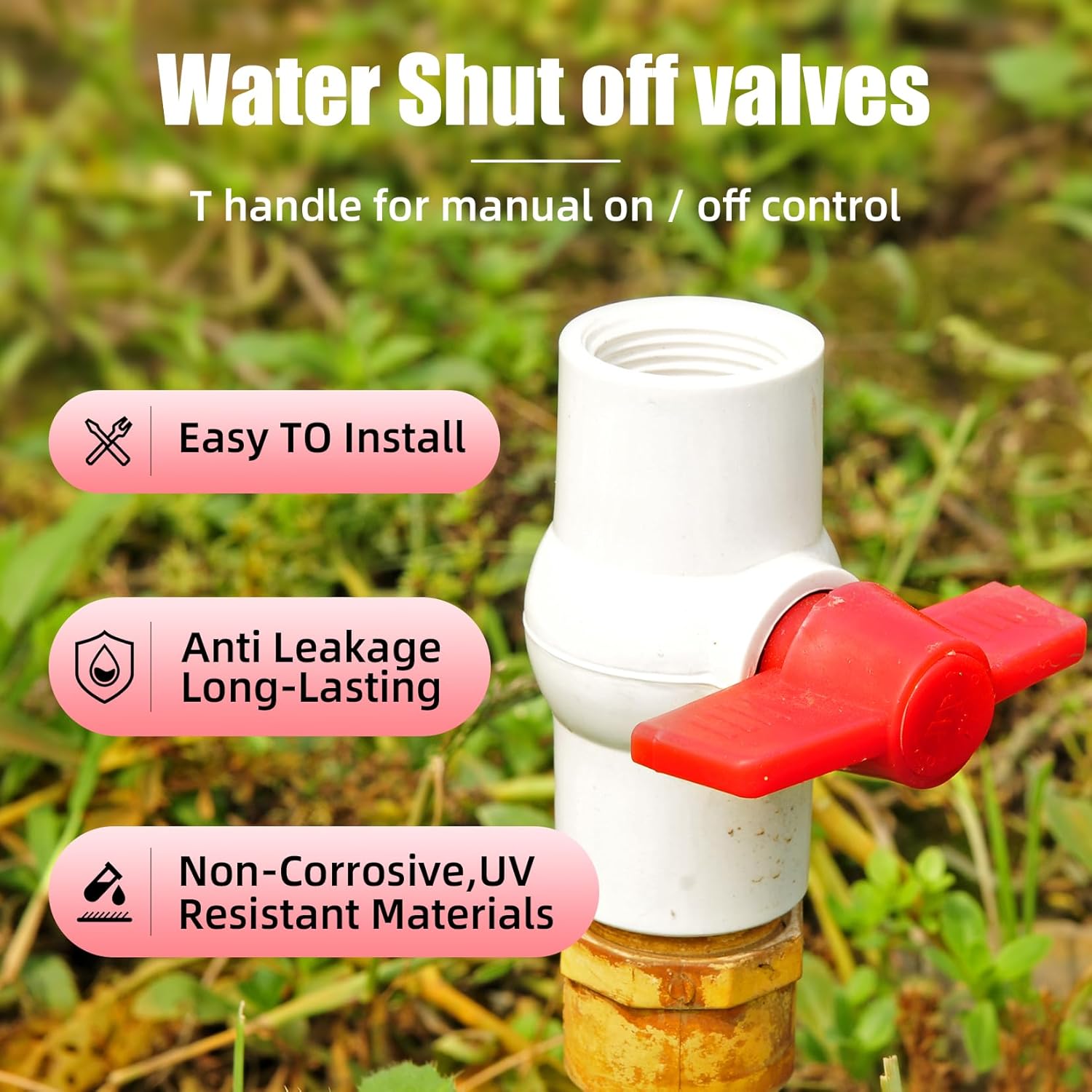 YADIAN 6 Pack PVC Ball Valves 2'' Threaded (NPT), T-handle SCH40 Water Pipe Shut-Off Valve 2inch Plastic Control Valve for Water Project, Swiming Pool, Sewage Pump, Irrigation System, Thread