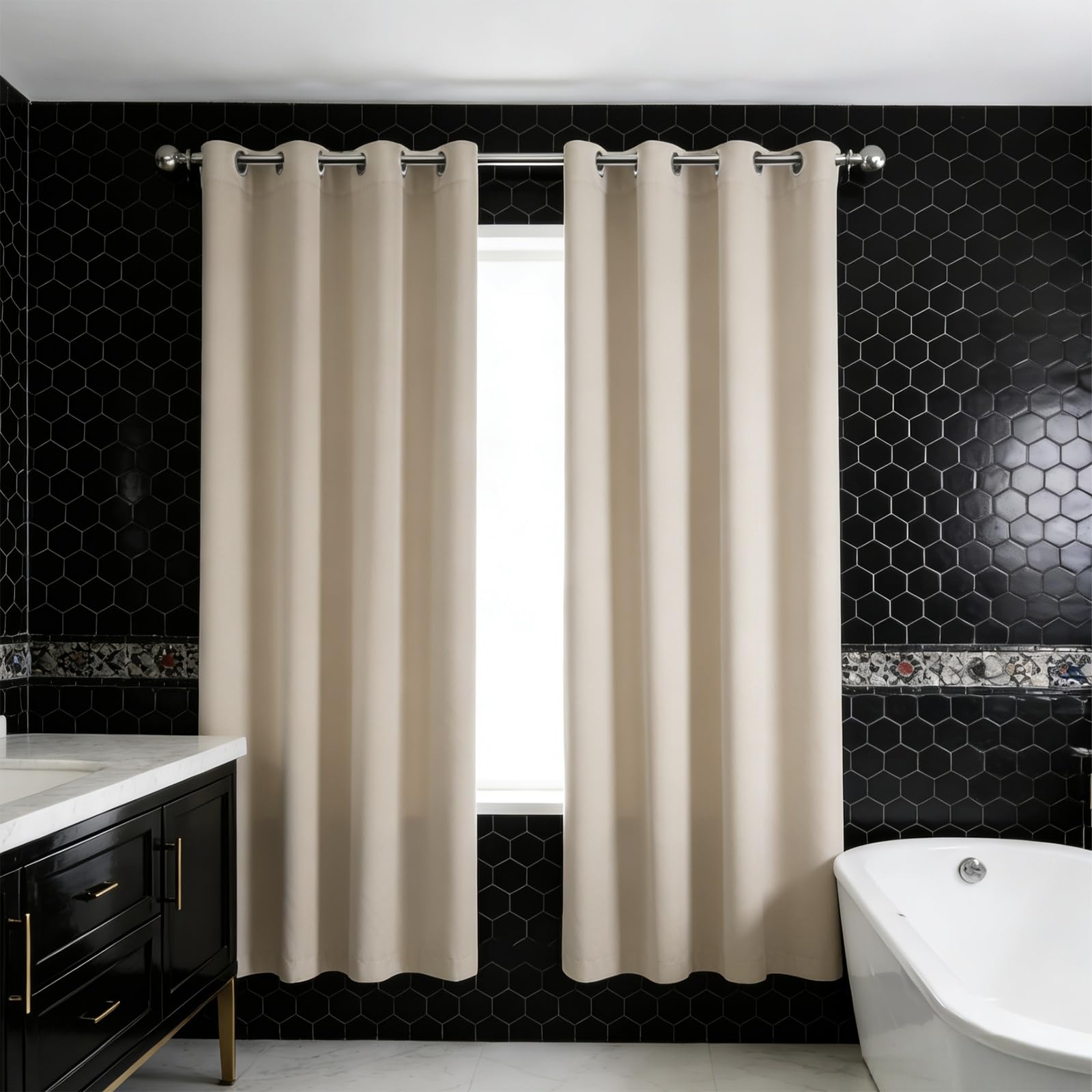 Rideau occultant 150x200 cm beige à oeillets pour vitrage