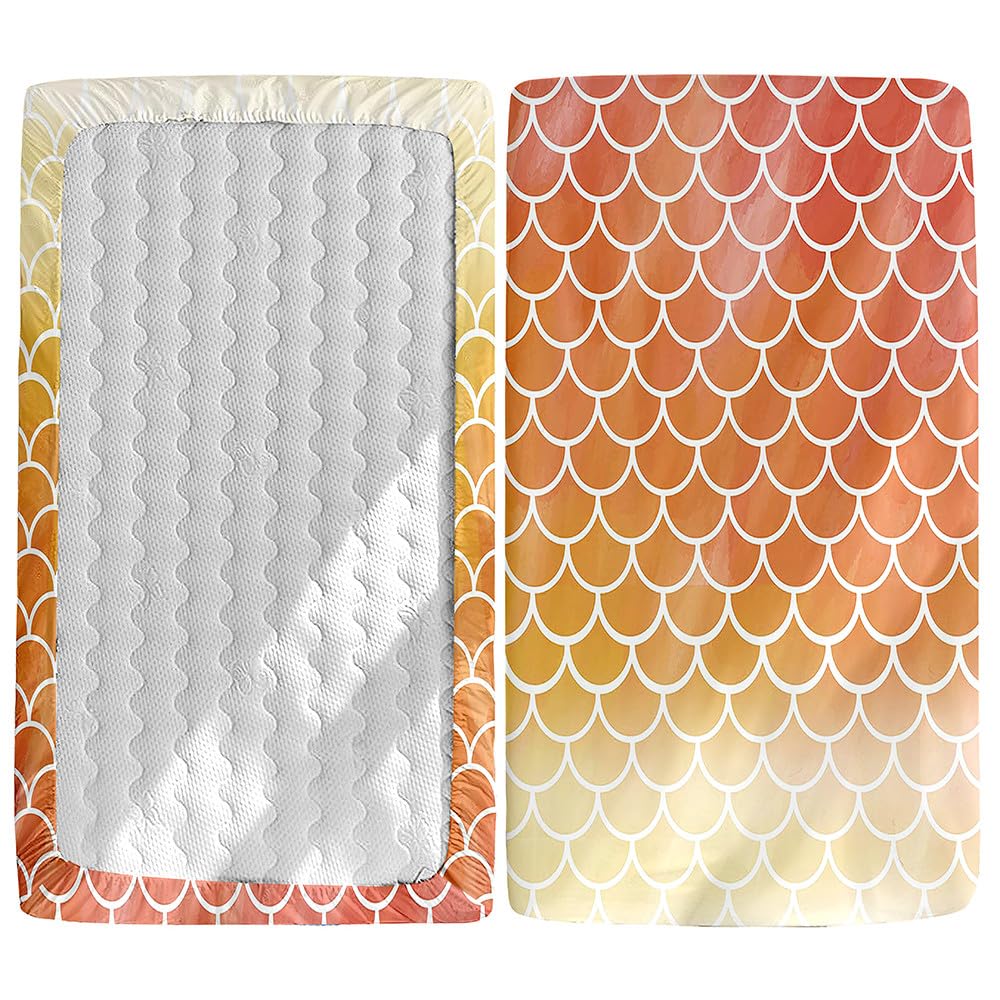 Morbuy Next to Me Crib Sheets, Soft Microfiber Moses Basket Sheets, Girl Cot Bed Sheets, Breathable Travel Cot Sheets Easy Care Toddler Bed Sheets (Orange,80x40cm) โ image 1