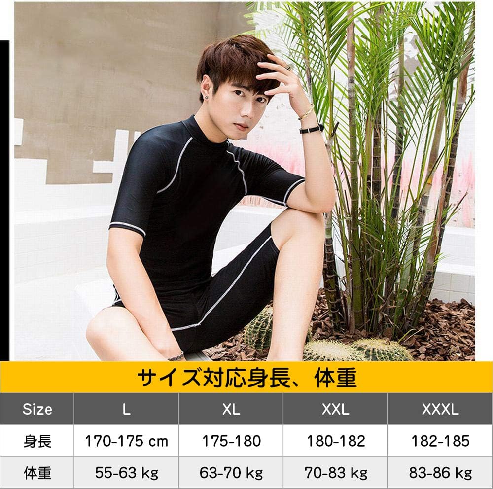 [DreaModes] メンズ 水着 2点セット フィットネスウェア 男性 大人 男の子 フィットネス水着 上下セット 半袖 長袖 運動 スポーツ 練習用 大きいサイズ ショートパンツ かっこいい 海 プール ピーチ リゾート