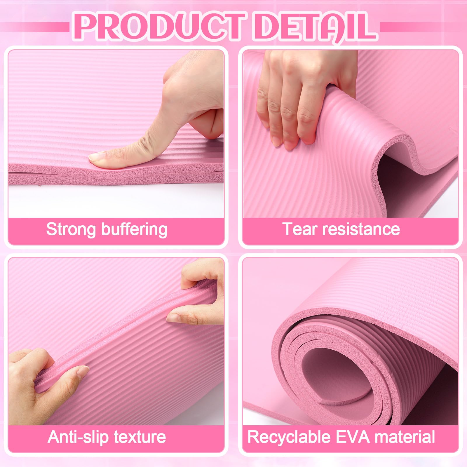 RoundFunny Set of 18 Pilates Ring Essential Kit for Women Pilates Ring and Ball Ankle Resistance Band Yoga Strap Socks Mat Arm Stretcher Latex Tube Gym Back Bag Exercise Equipment for Workout: Pink
