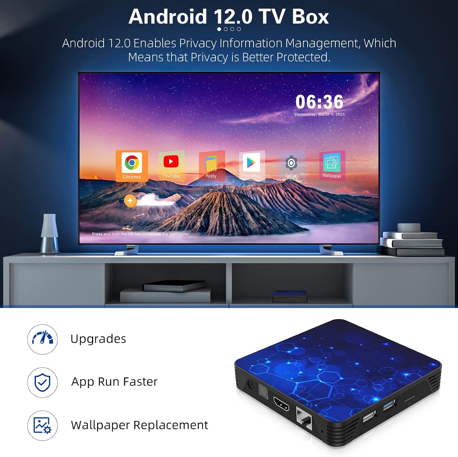 Android TV Box 12.0, X88 Pro 12 Android Box 2GB RAM 16GB ROM RK3318 Quad Core 64bit Cortex-A53,Supporting Bluetooth 5.0 USB 3.0 LAN 100M Enternet 2.4GHz/ 5GHz WiFi 6 TV Android Box 2023