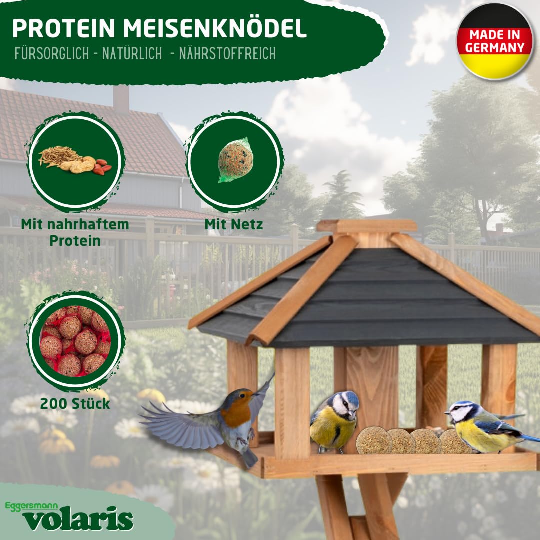 Eggersmann volaris 200 pezzi di palline di grasso proteico con rete 18 kg | Pallina di cereali per uccelli selvatici | Mangime per tutto l'anno ricco di sostanze nutritive per tutte le di uccelli