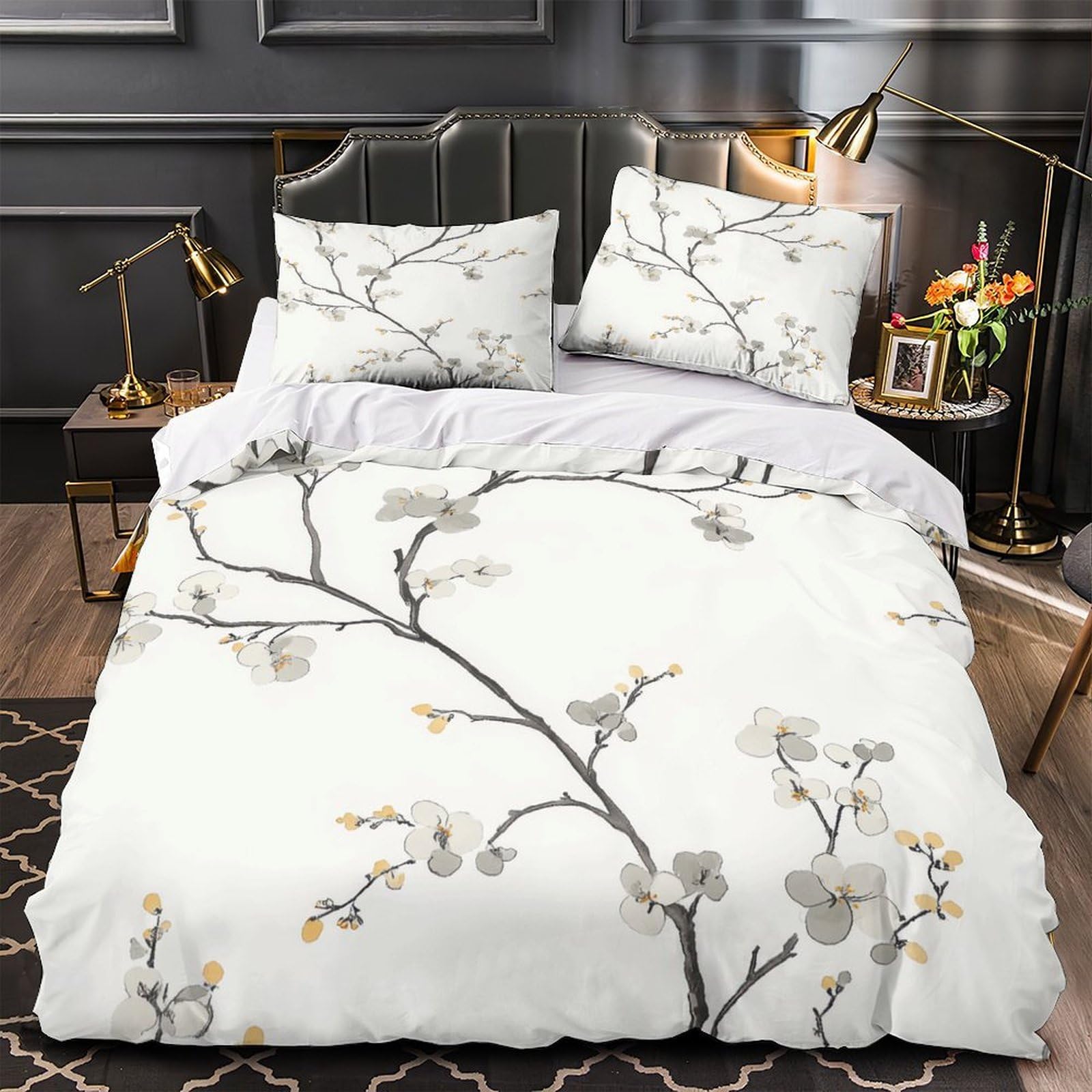 Linge de lit 3 pièces microfibre ultra douce botanique king
