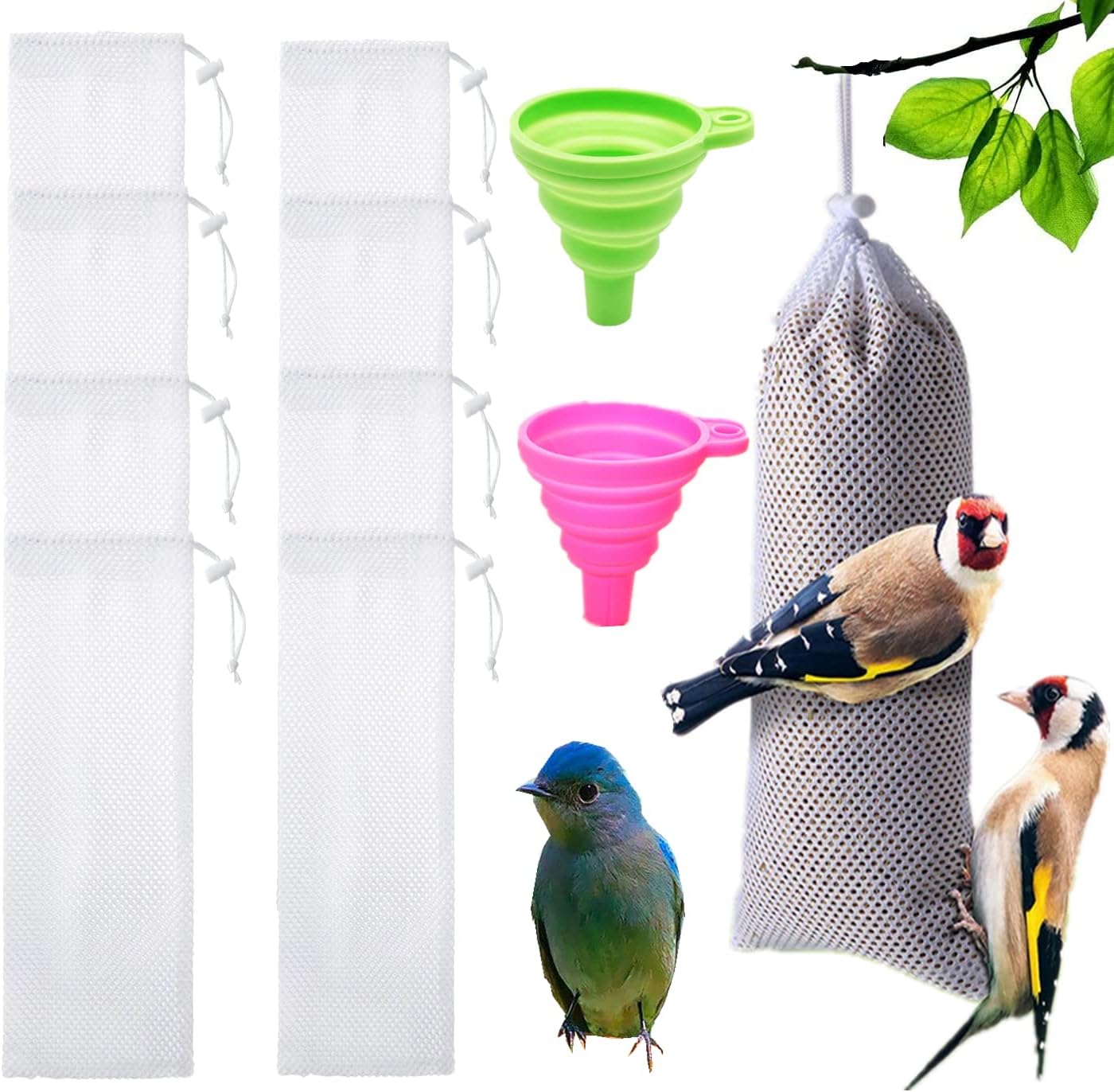 Magnoloran 8 Pieces White Bird Finch Feeder Thistle Seed
