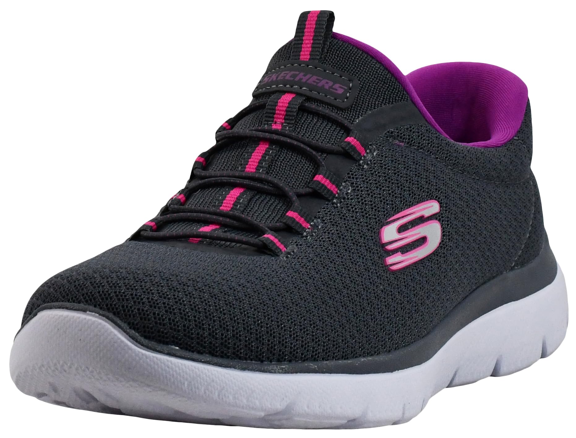 Skechers Damen Charcoal Mesh Purple Trim Summits 12980 Turnschuhe, Charcoal Mesh / Purple Trim, 39.5 Eu