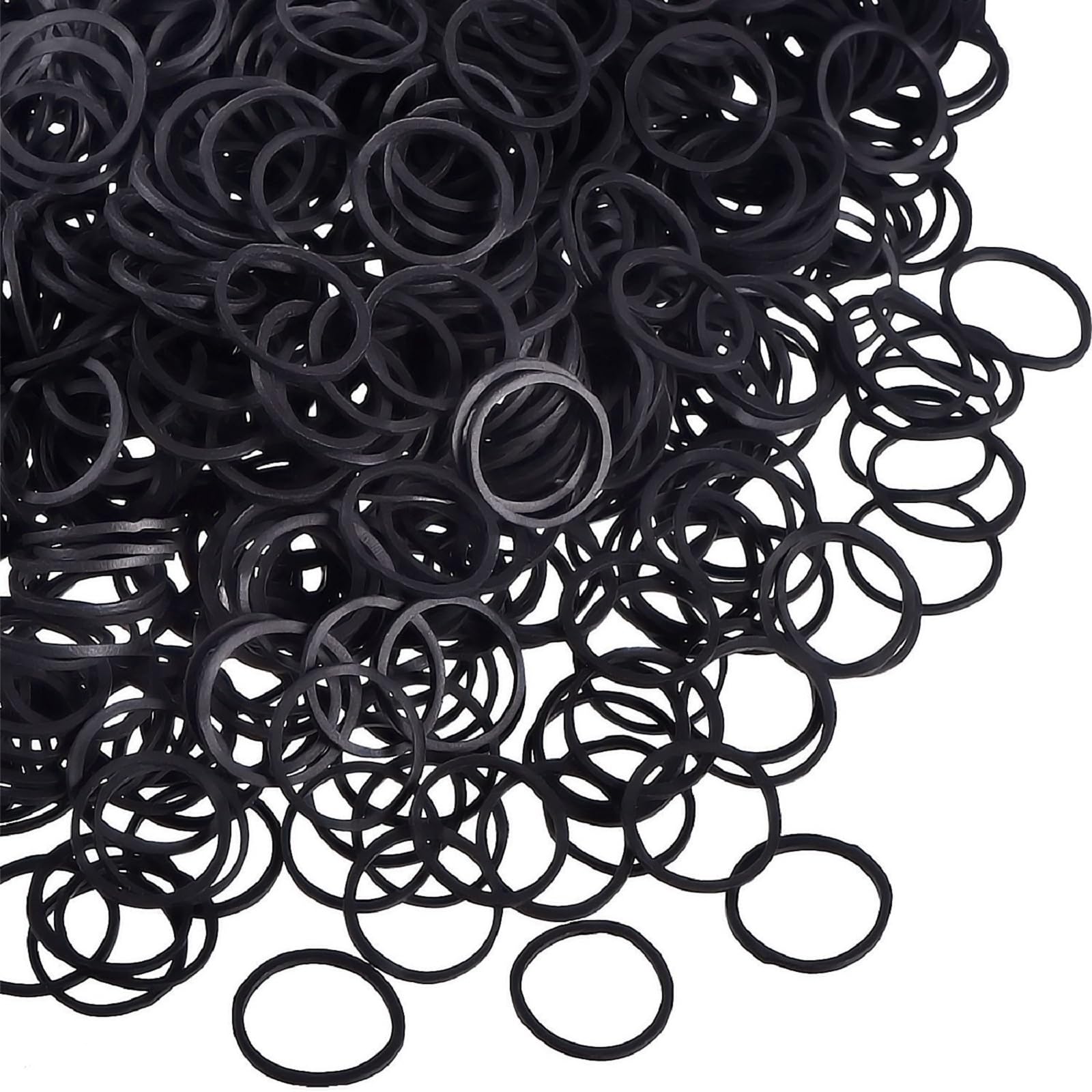 Pack of 1000 Mini Rubber Bands Soft Elastic Bands for Kids Hair, Braids Hair, Wedding Hairstyle and More (Black)