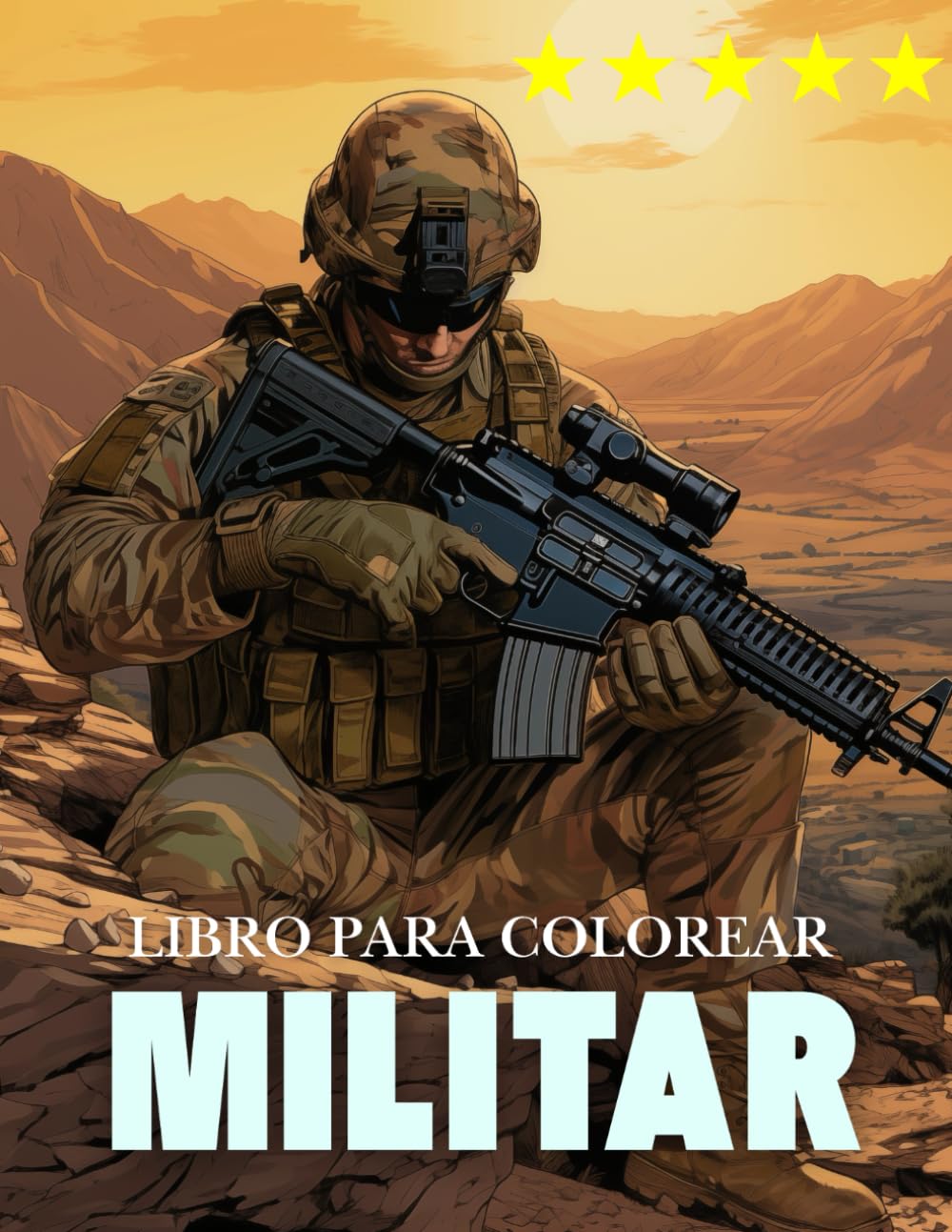 Libro para colorear Militar: Para niños de 4 a 12 años, Fuerzas Militares y Del Ejército, Tanques, Helicópteros, Soldados, Armas, Marina, Aviones,