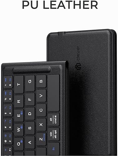 Miniatura 4 de iClever Teclado Bluetooth plegable, teclado plegable inalámbrico portátil con cubierta de piel sintética, multidispositivo, recargable, tamaño de