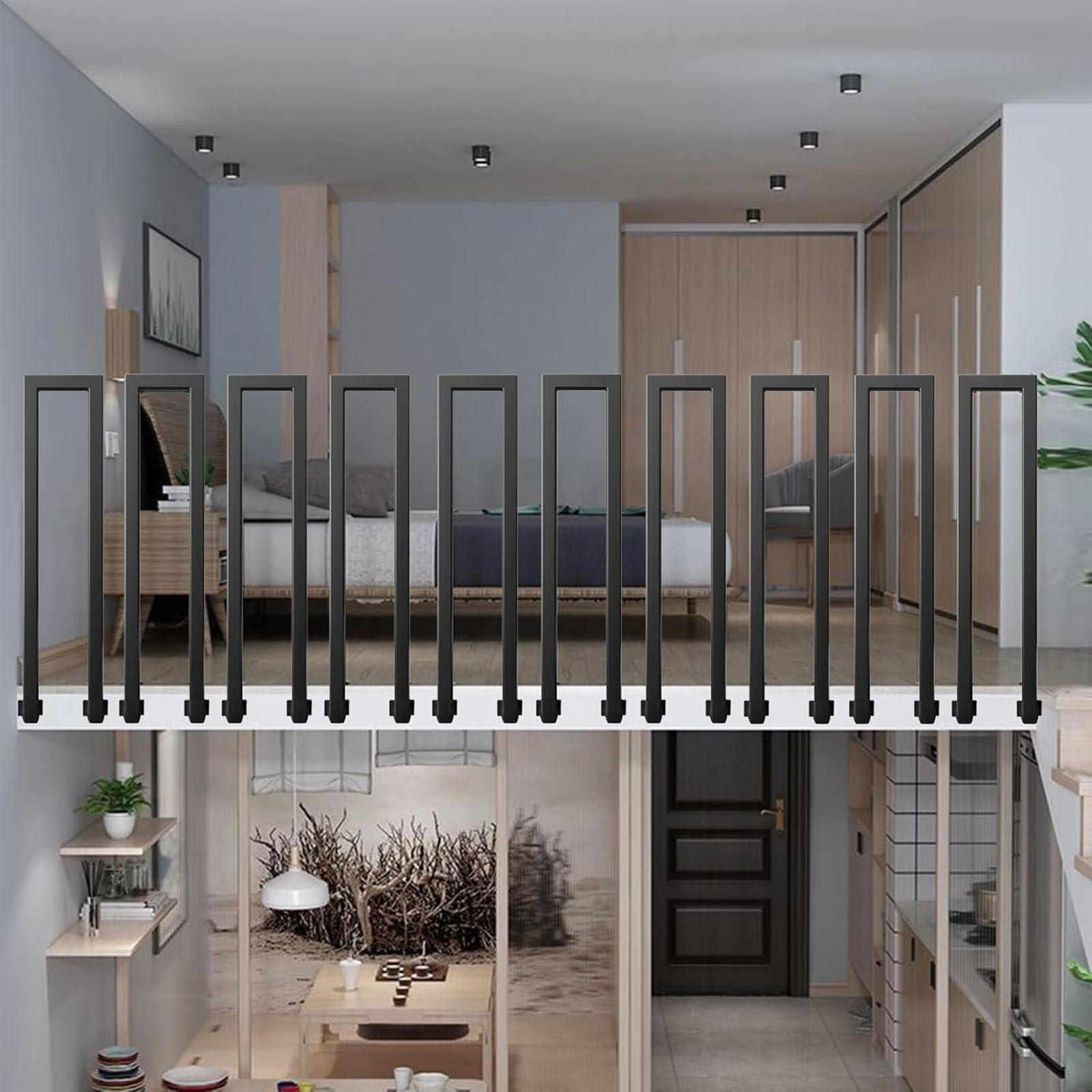 CMBSSTFC d Ringhiera per Scale Interne Ringhiera per Balcone montata lateralmente 90 cm Ringhiera Bianca per corridoi di Appartamenti e Ville – Ringhiera per Scale ed Elegante