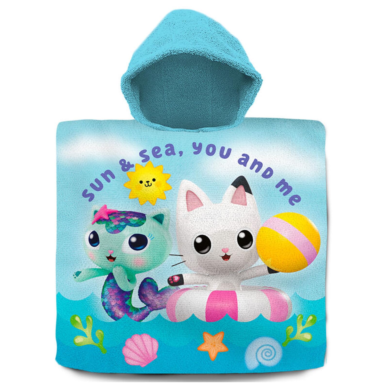 HOVUK Gabbys Dollhouse Hooded Towel Poncho- 120x60cm| Cotton Changing Robe| Girls Hooded Towelling Poncho for Holidays, Swimming, Beach, Bathing 3-6Y