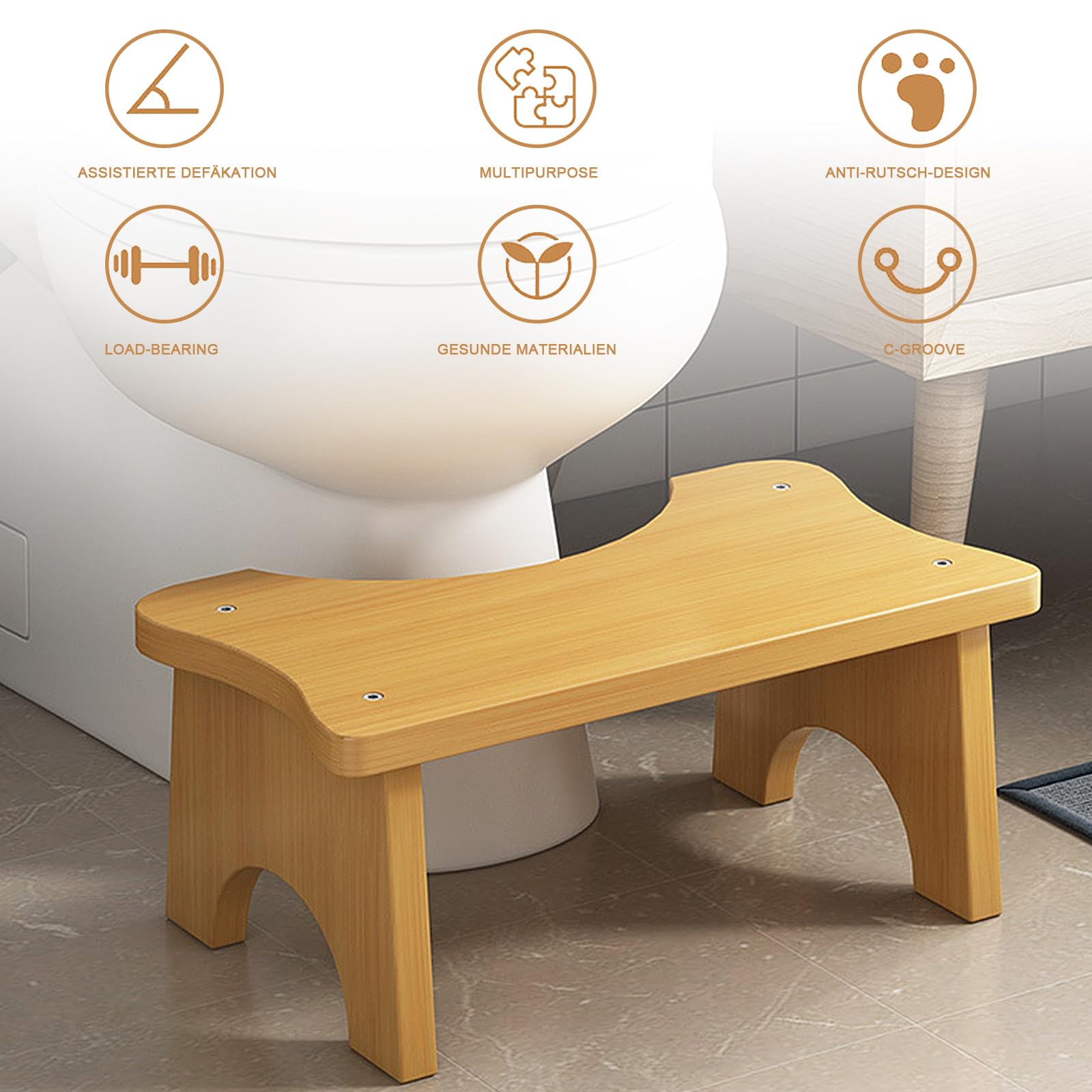 eluno Toiletkruk, voetenbank van bamboe met anti-slip pads, ruimtebesparend inklapbaar, stabiele toiletkruk, ideaal voor volwassenen en kinderen, biedt ontlasting bij verstopping, winderigheid eluno Toiletkruk, voetenbank van bamboe met anti-slip pads, ruimtebesparend inklapbaar, stabiele toiletkruk, ideaal voor volwassenen en kinderen, biedt ontlasting bij verstopping, winderigheid