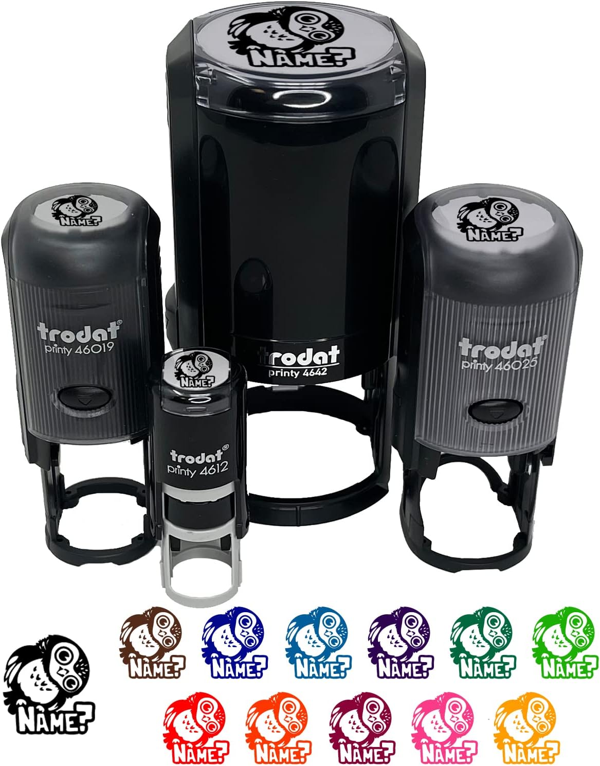 Forgot Name Missing Owl Bird Teacher Student Self-Inking Rubber Stamp Ink Stamper for Stamping Crafting Planners - 1-1/2 Inch Large - Blue Ink