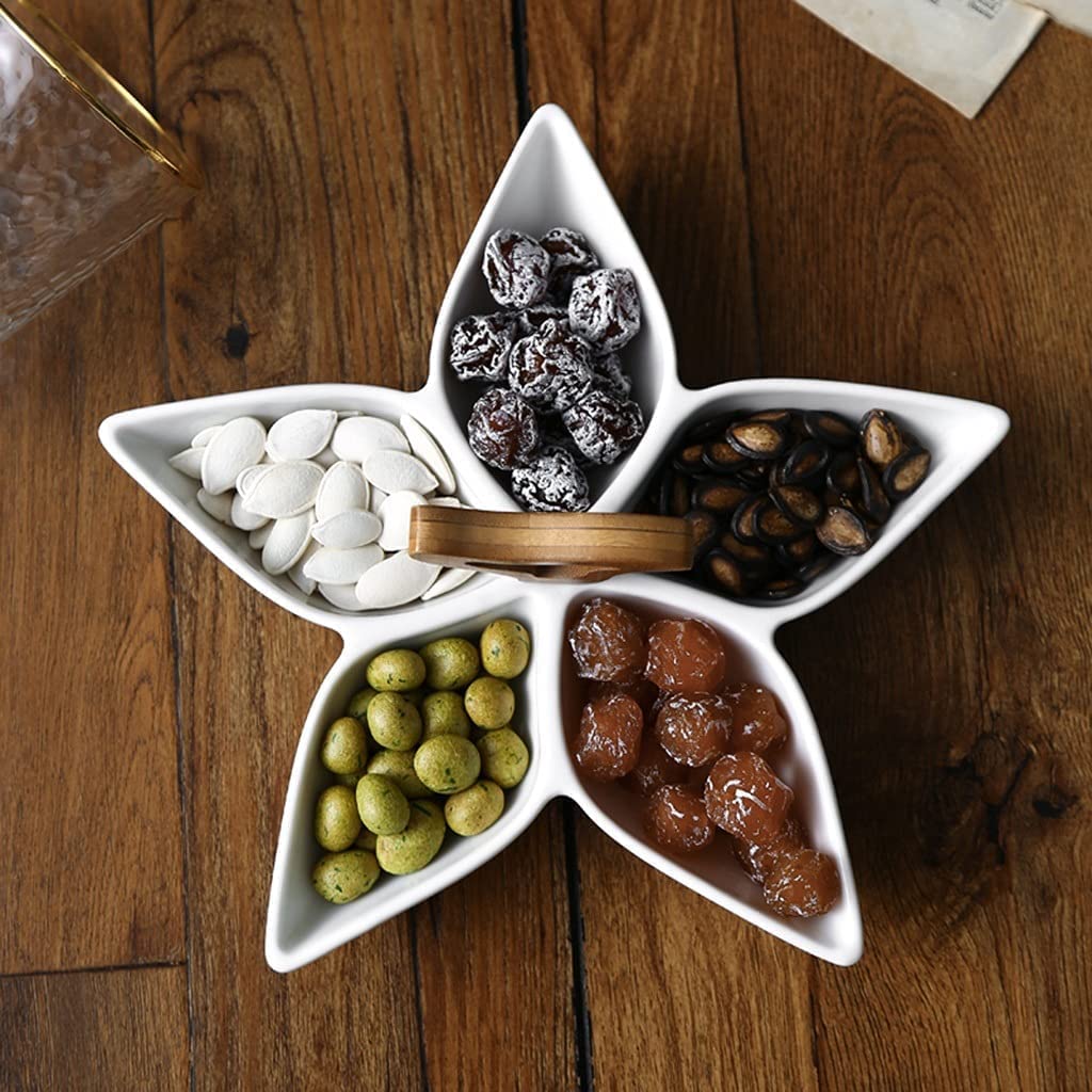 Serviertablett mit Unterteilung, tragbare Party-Snackbox, Snackteller mit Unterteilungen, Servierplatte für Nüsse, Obsttabletts, Snackschalen, Serviertablett für Vorspeisen, Relish-Tablett
