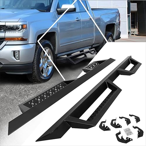Miniatura 6 de PM PERFORMOTOR Estribo de barra Nerf de 6 pulgadas color negro mate compatible con Silverado Sierra 150007-19 Silverado Sierra 2500 3500HD,