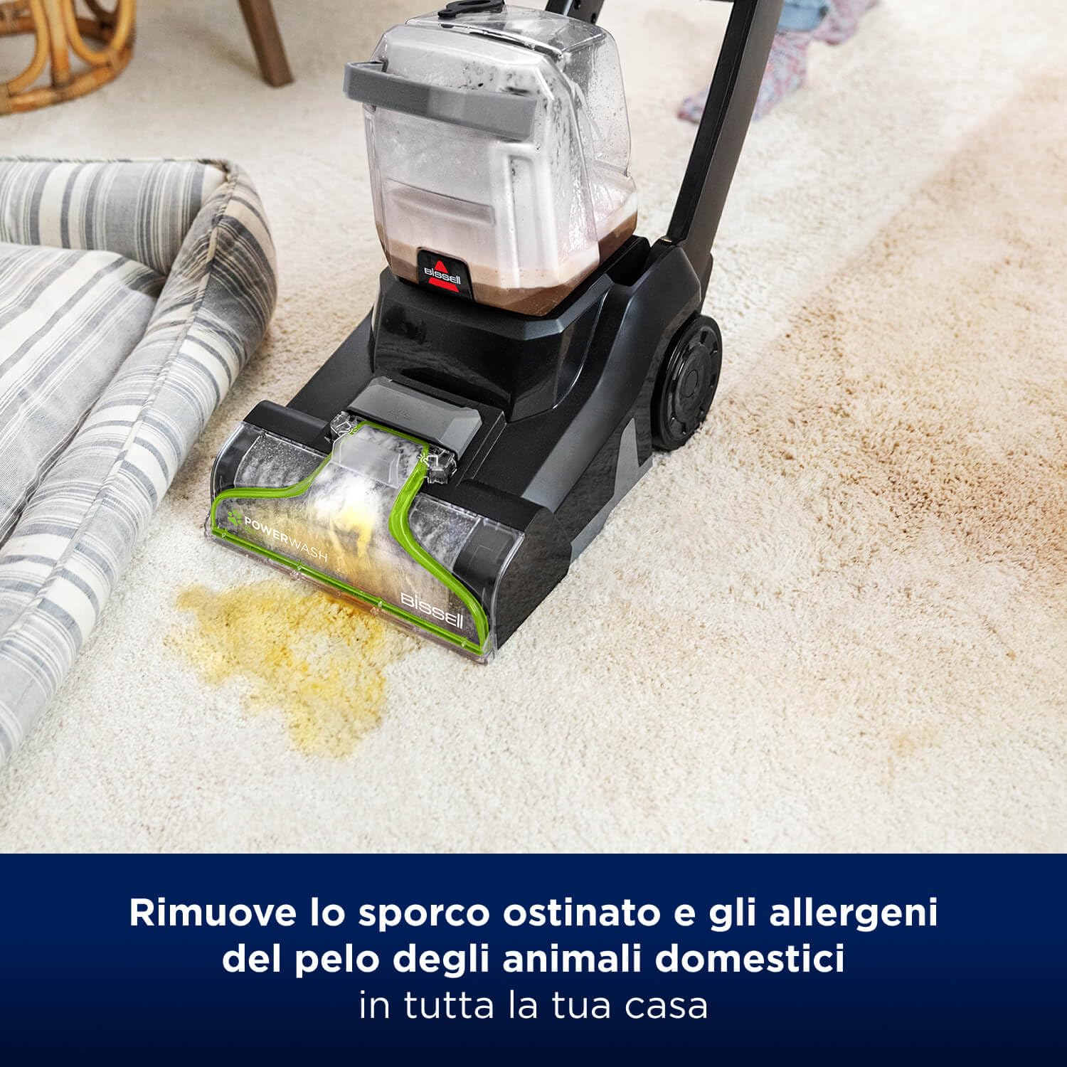 BISSELL® PowerWash Pet, Lavatappeti, Lava tappezzeria ideale per i proprietari di animali domestici, Lava divano, Pulitore Multisuperficie, Potente Motore da 600 W, Leggero, Con cavo, 3878N