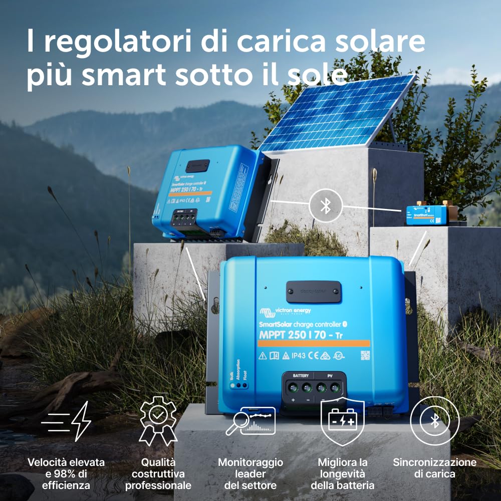 Victron Energy SmartSolar MPPT Tr 250V 70 amp 12/24/36/48-Volt Regolatore di Carica Solare (Bluetooth)